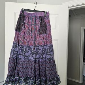 Gypsey Rose Bohemian Patchwork A-Line Skirt - Purple and Pink
